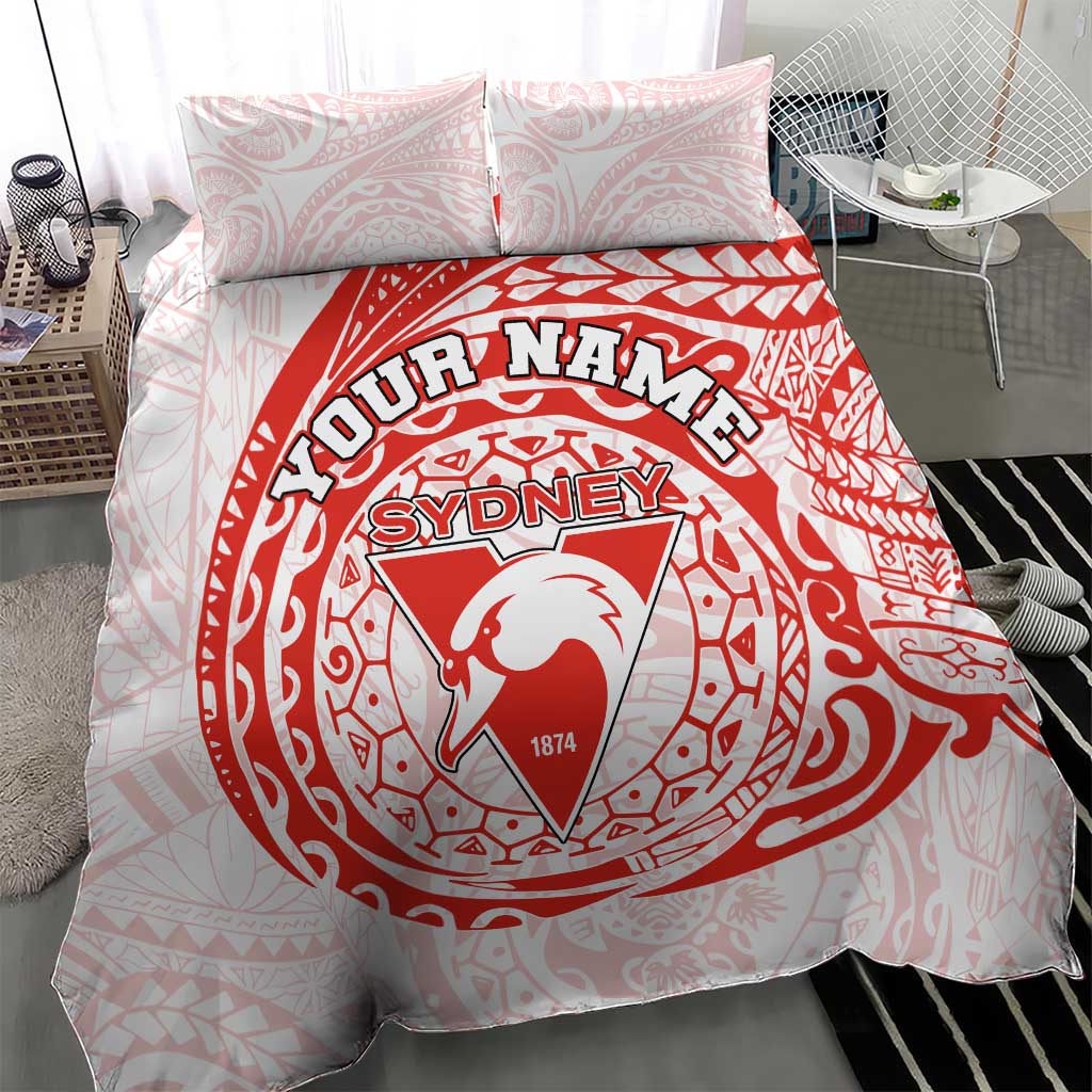 Personalized Sydney Swans Polynesian Bedding Set Tribal Chest and Sleeve Tattoo Heritage Warrior