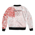 Personalized Sydney Swans Polynesian Bomber Jacket Tribal Chest and Sleeve Tattoo Heritage Warrior