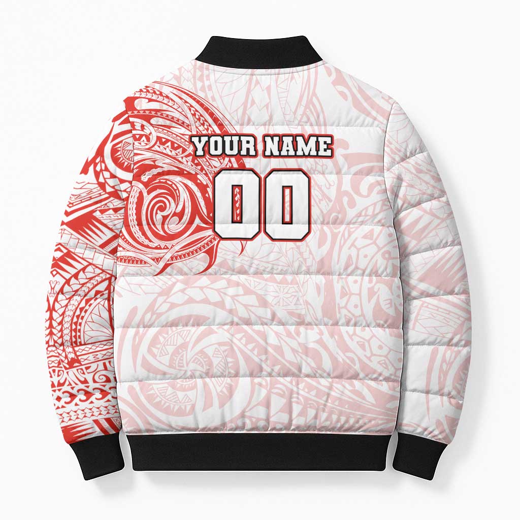 Personalized Sydney Swans Polynesian Bomber Puffer Jacket Tribal Chest and Sleeve Tattoo Heritage Warrior