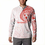 Personalized Sydney Swans Polynesian Button Sweatshirt Tribal Chest and Sleeve Tattoo Heritage Warrior