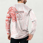 Personalized Sydney Swans Polynesian Button Sweatshirt Tribal Chest and Sleeve Tattoo Heritage Warrior