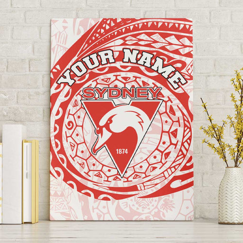 Personalized Sydney Swans Polynesian Canvas Wall Art Tribal Chest and Sleeve Tattoo Heritage Warrior
