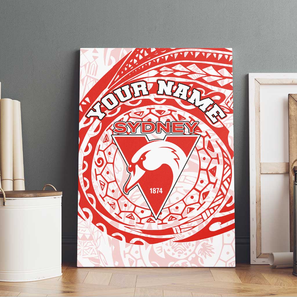 Personalized Sydney Swans Polynesian Canvas Wall Art Tribal Chest and Sleeve Tattoo Heritage Warrior