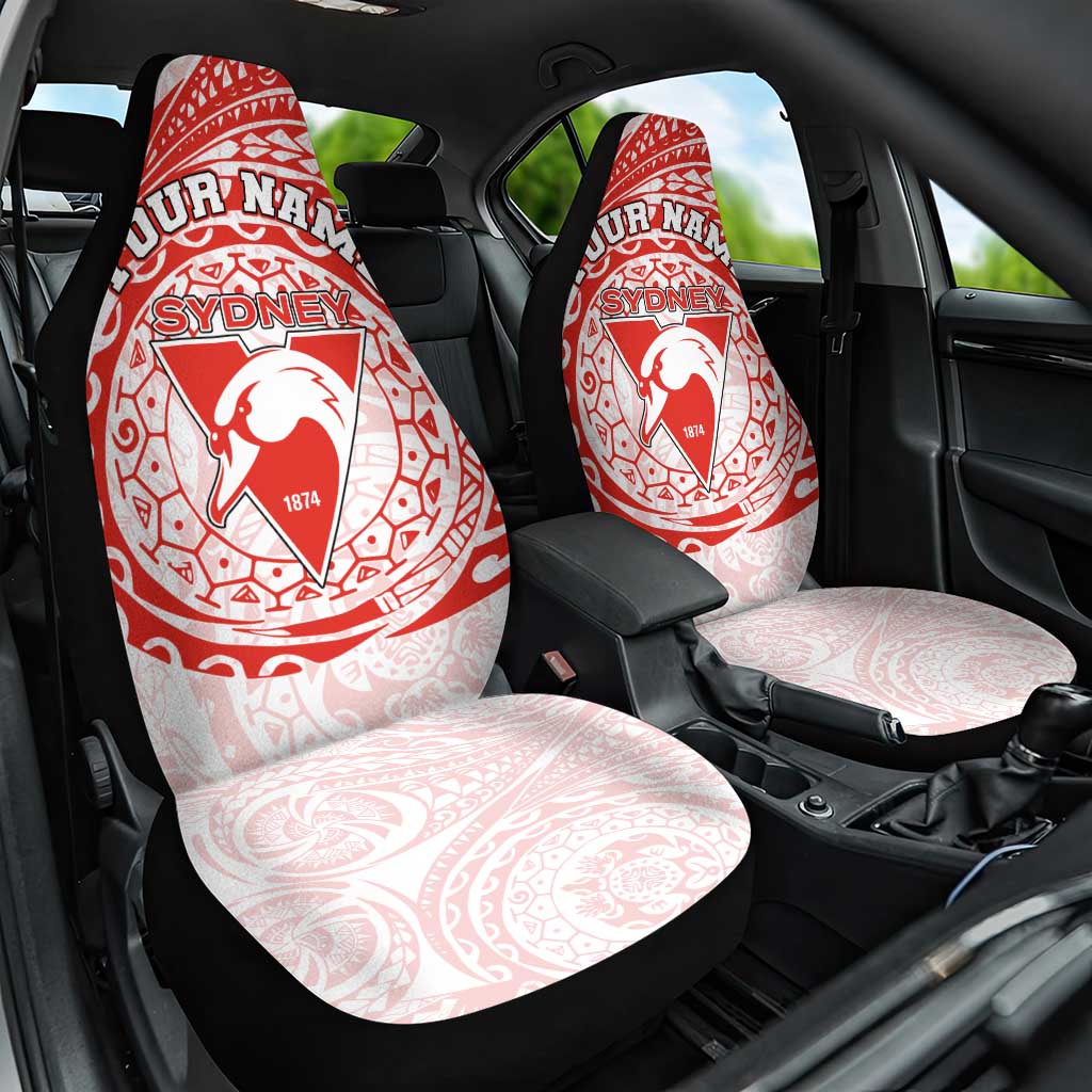 Personalized Sydney Swans Polynesian Car Seat Cover Tribal Chest and Sleeve Tattoo Heritage Warrior