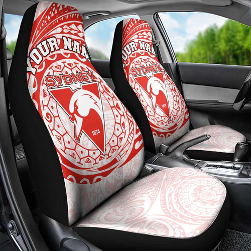 Personalized Sydney Swans Polynesian Car Seat Cover Tribal Chest and Sleeve Tattoo Heritage Warrior