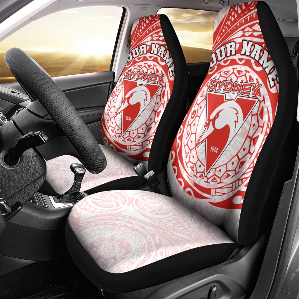 Personalized Sydney Swans Polynesian Car Seat Cover Tribal Chest and Sleeve Tattoo Heritage Warrior
