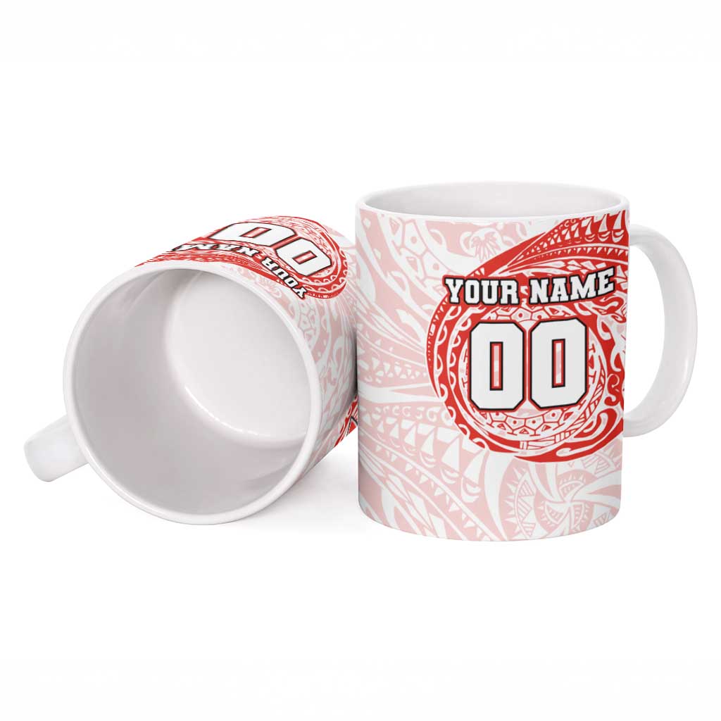 Personalized Sydney Swans Polynesian Ceramic Mug Tribal Chest and Sleeve Tattoo Heritage Warrior