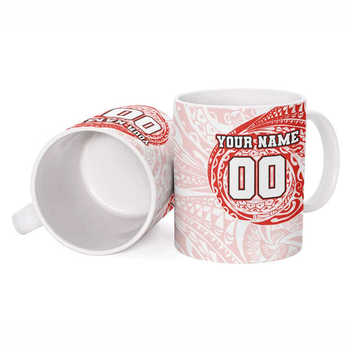 Personalized Sydney Swans Polynesian Ceramic Mug Tribal Chest and Sleeve Tattoo Heritage Warrior