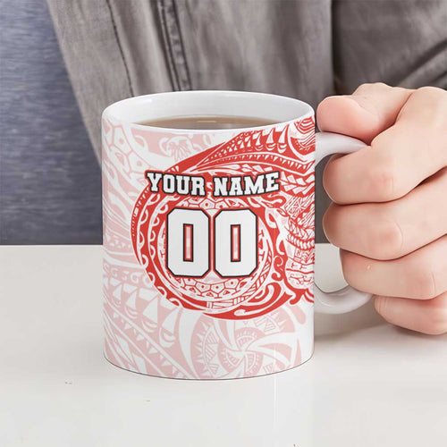 Personalized Sydney Swans Polynesian Ceramic Mug Tribal Chest and Sleeve Tattoo Heritage Warrior