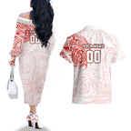 Personalized Sydney Swans Polynesian Couples Matching Off The Shoulder Long Sleeve Dress and Hawaiian Shirt Tribal Chest and Sleeve Tattoo Heritage Warrior