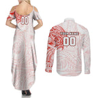 Personalized Sydney Swans Polynesian Couples Matching Summer Maxi Dress and Long Sleeve Button Shirt Tribal Chest and Sleeve Tattoo Heritage Warrior