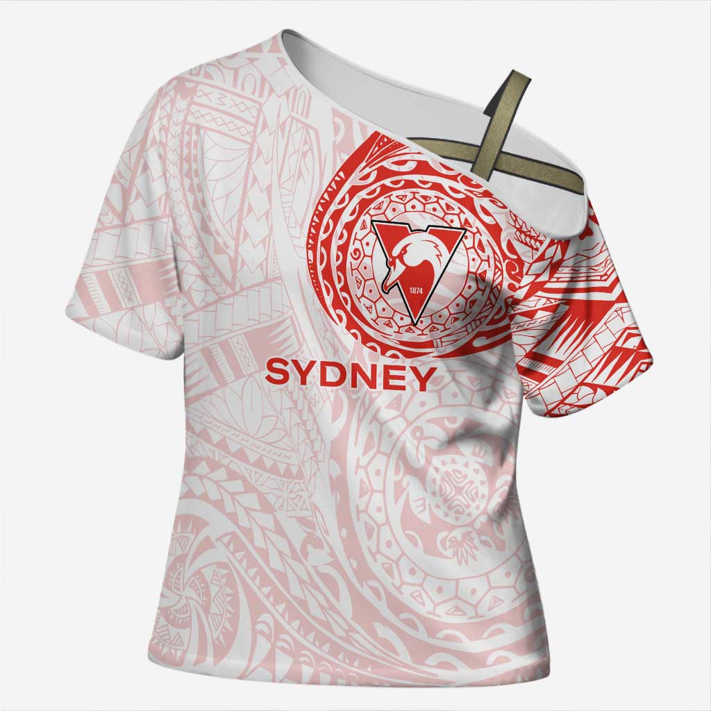 Personalized Sydney Swans Polynesian Cross Shoulder Shirt Tribal Chest and Sleeve Tattoo Heritage Warrior