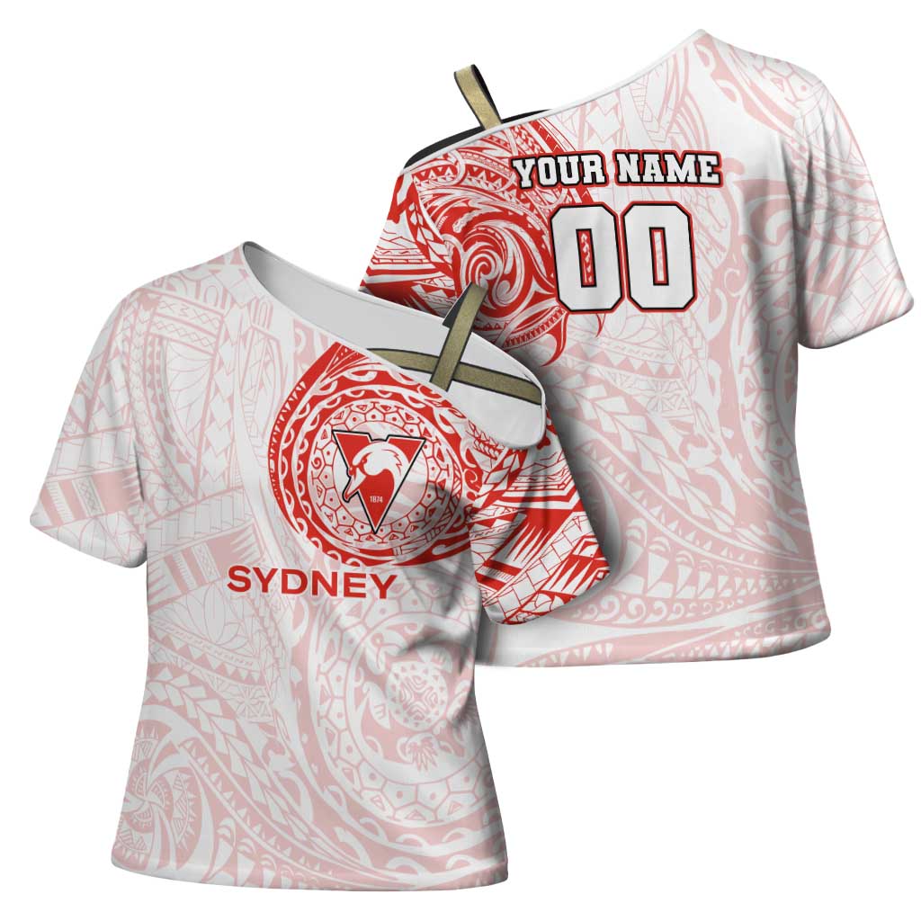 Personalized Sydney Swans Polynesian Cross Shoulder Shirt Tribal Chest and Sleeve Tattoo Heritage Warrior