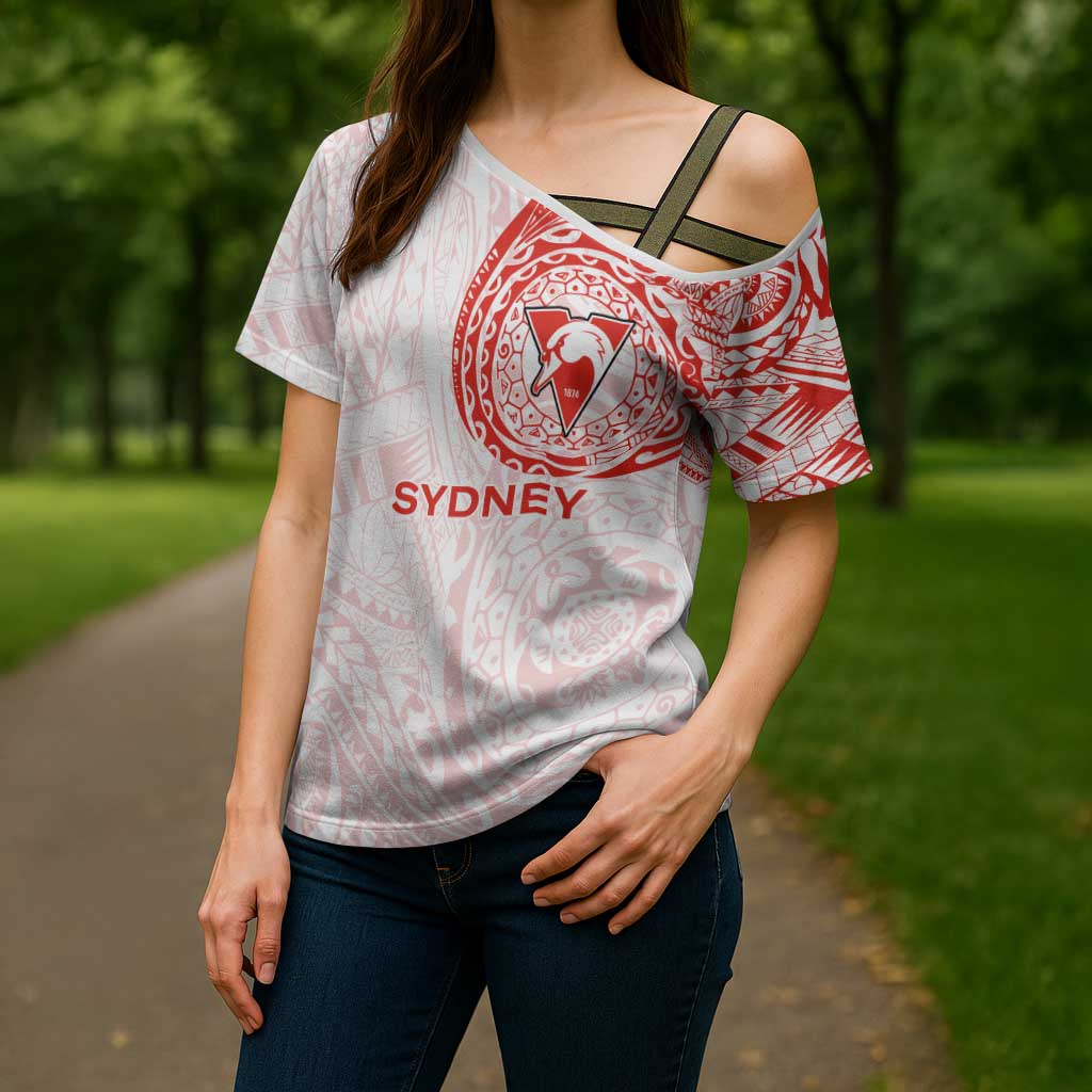 Personalized Sydney Swans Polynesian Cross Shoulder Shirt Tribal Chest and Sleeve Tattoo Heritage Warrior
