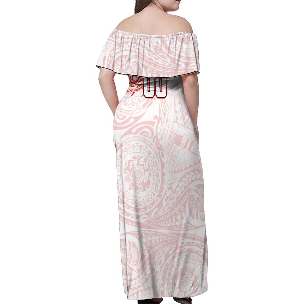 Personalized Sydney Swans Polynesian Family Matching Off Shoulder Maxi Dress and Hawaiian Shirt Tribal Chest and Sleeve Tattoo Heritage Warrior