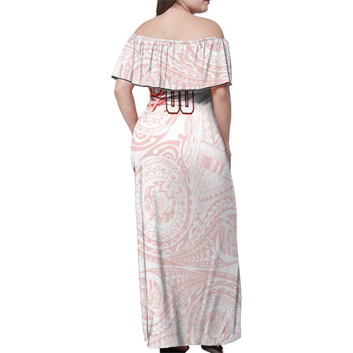 Personalized Sydney Swans Polynesian Family Matching Off Shoulder Maxi Dress and Hawaiian Shirt Tribal Chest and Sleeve Tattoo Heritage Warrior
