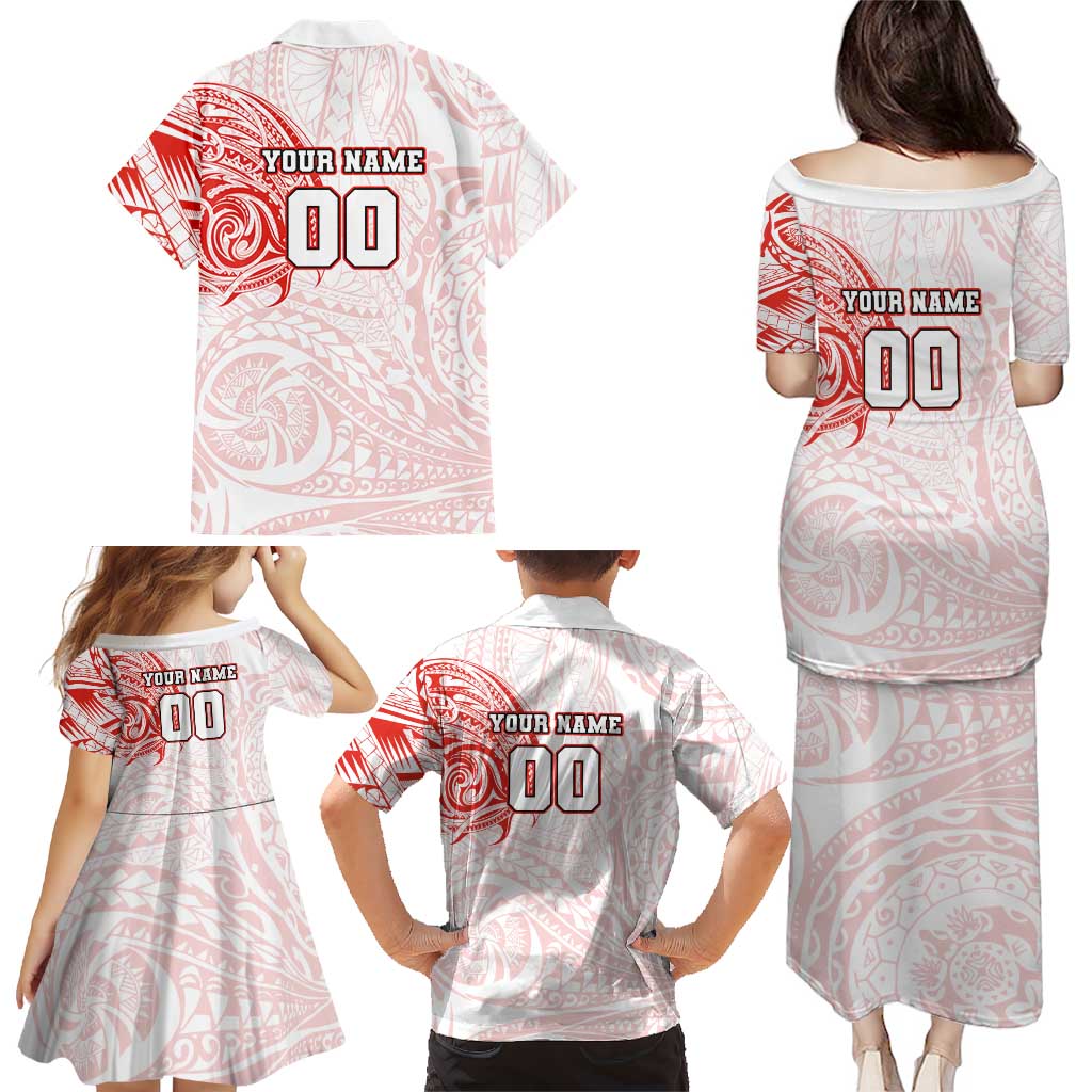 Personalized Sydney Swans Polynesian Family Matching Puletasi and Hawaiian Shirt Tribal Chest and Sleeve Tattoo Heritage Warrior