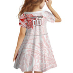 Personalized Sydney Swans Polynesian Family Matching Short Sleeve Bodycon Dress and Hawaiian Shirt Tribal Chest and Sleeve Tattoo Heritage Warrior