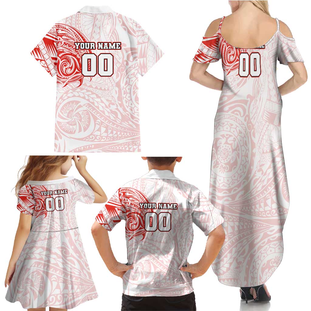 Personalized Sydney Swans Polynesian Family Matching Summer Maxi Dress and Hawaiian Shirt Tribal Chest and Sleeve Tattoo Heritage Warrior