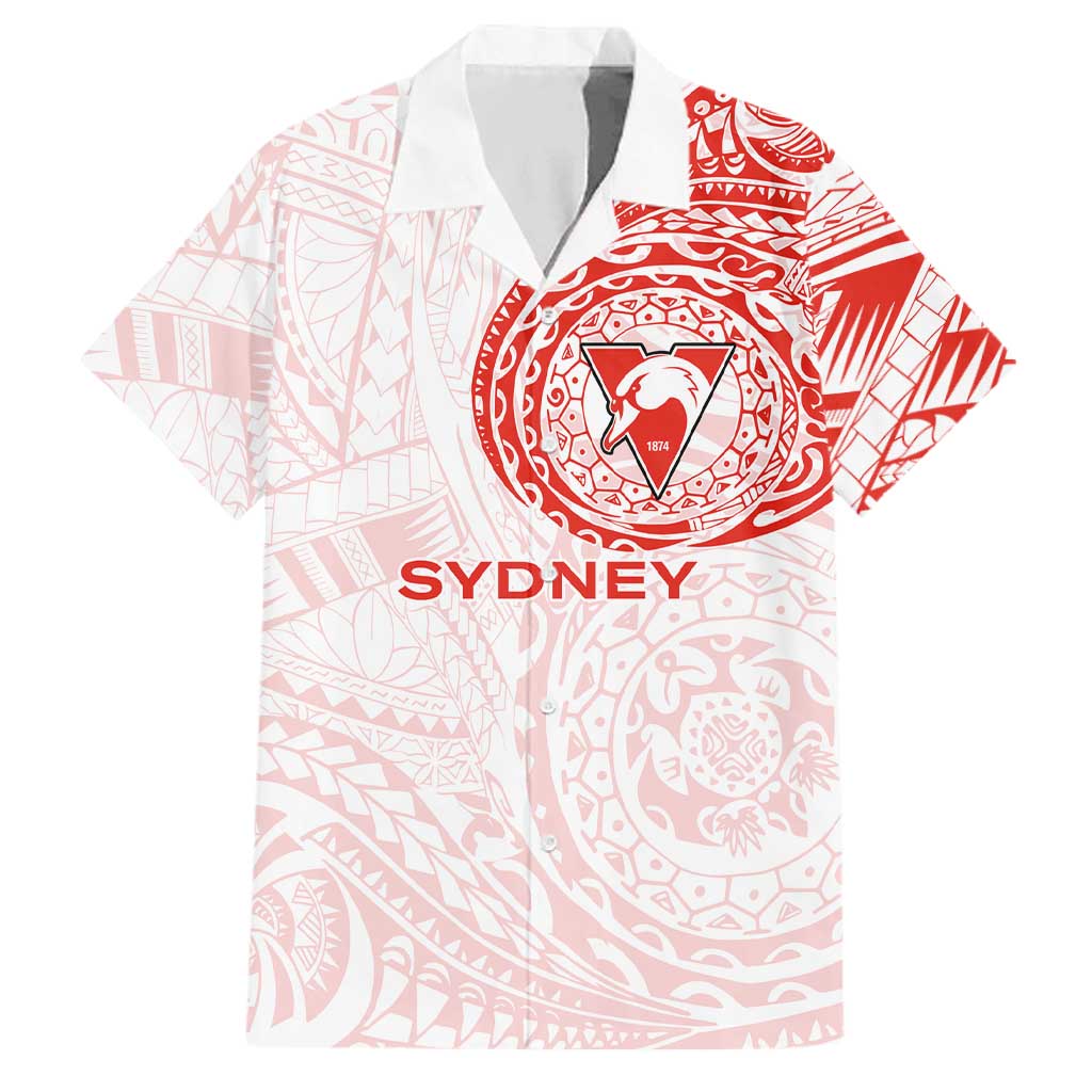 Personalized Sydney Swans Polynesian Family Matching Summer Maxi Dress and Hawaiian Shirt Tribal Chest and Sleeve Tattoo Heritage Warrior