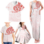 Personalized Sydney Swans Polynesian Family Matching Tank Maxi Dress and Hawaiian Shirt Tribal Chest and Sleeve Tattoo Heritage Warrior