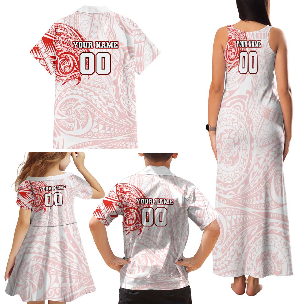 Personalized Sydney Swans Polynesian Family Matching Tank Maxi Dress and Hawaiian Shirt Tribal Chest and Sleeve Tattoo Heritage Warrior