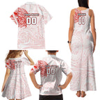 Personalized Sydney Swans Polynesian Family Matching Tank Maxi Dress and Hawaiian Shirt Tribal Chest and Sleeve Tattoo Heritage Warrior