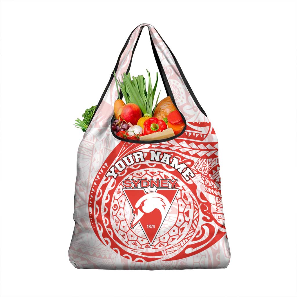 Personalized Sydney Swans Polynesian Grocery Bag Tribal Chest and Sleeve Tattoo Heritage Warrior