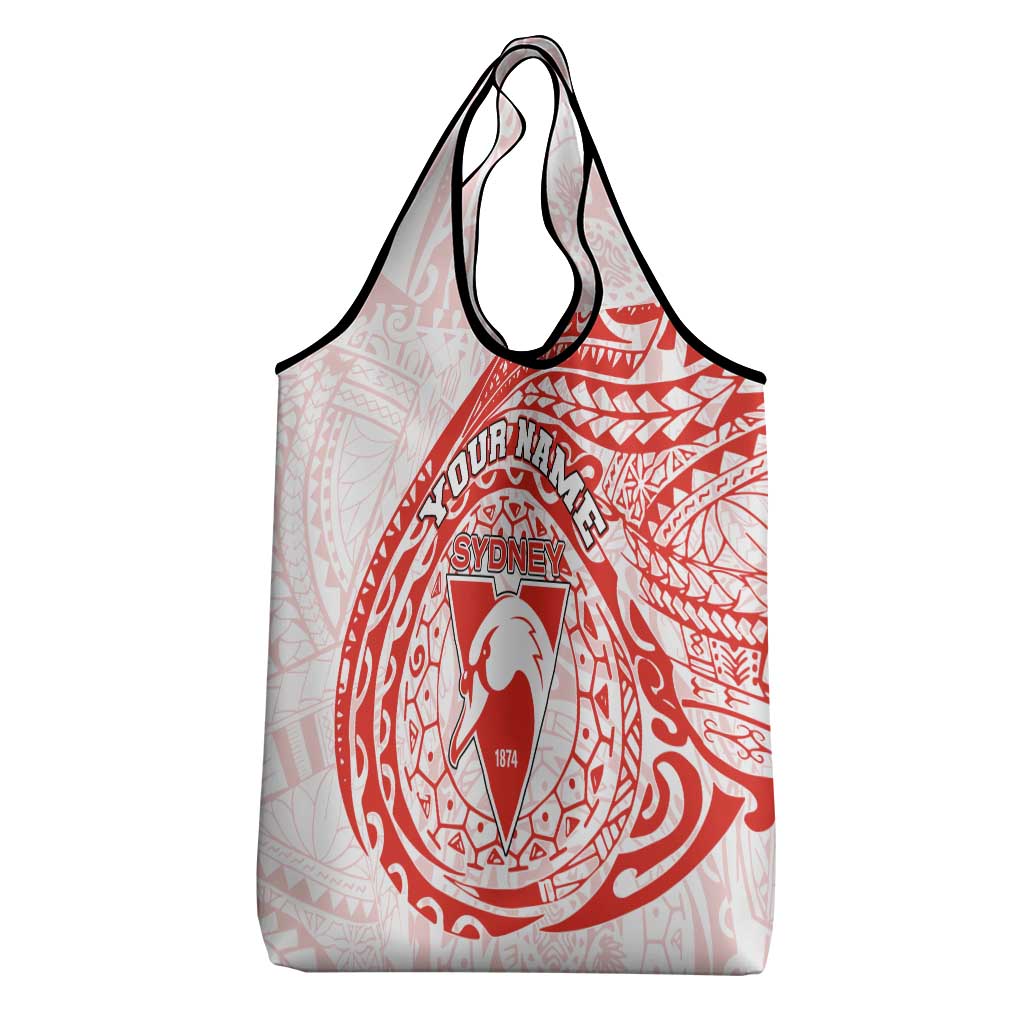 Personalized Sydney Swans Polynesian Grocery Bag Tribal Chest and Sleeve Tattoo Heritage Warrior