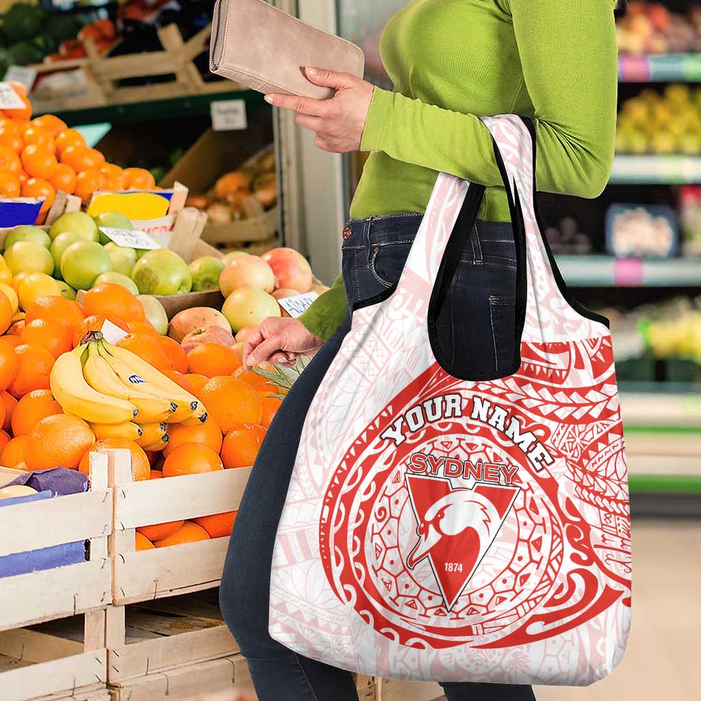 Personalized Sydney Swans Polynesian Grocery Bag Tribal Chest and Sleeve Tattoo Heritage Warrior