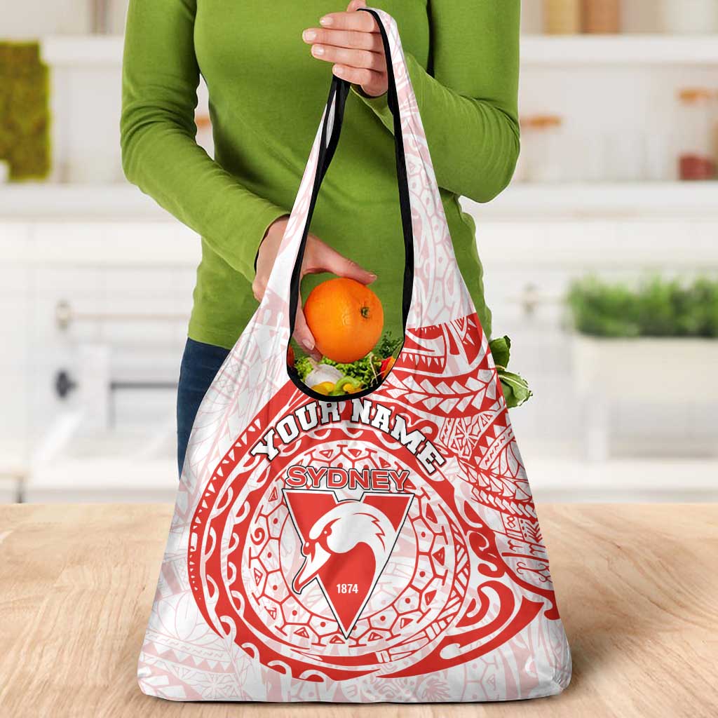 Personalized Sydney Swans Polynesian Grocery Bag Tribal Chest and Sleeve Tattoo Heritage Warrior