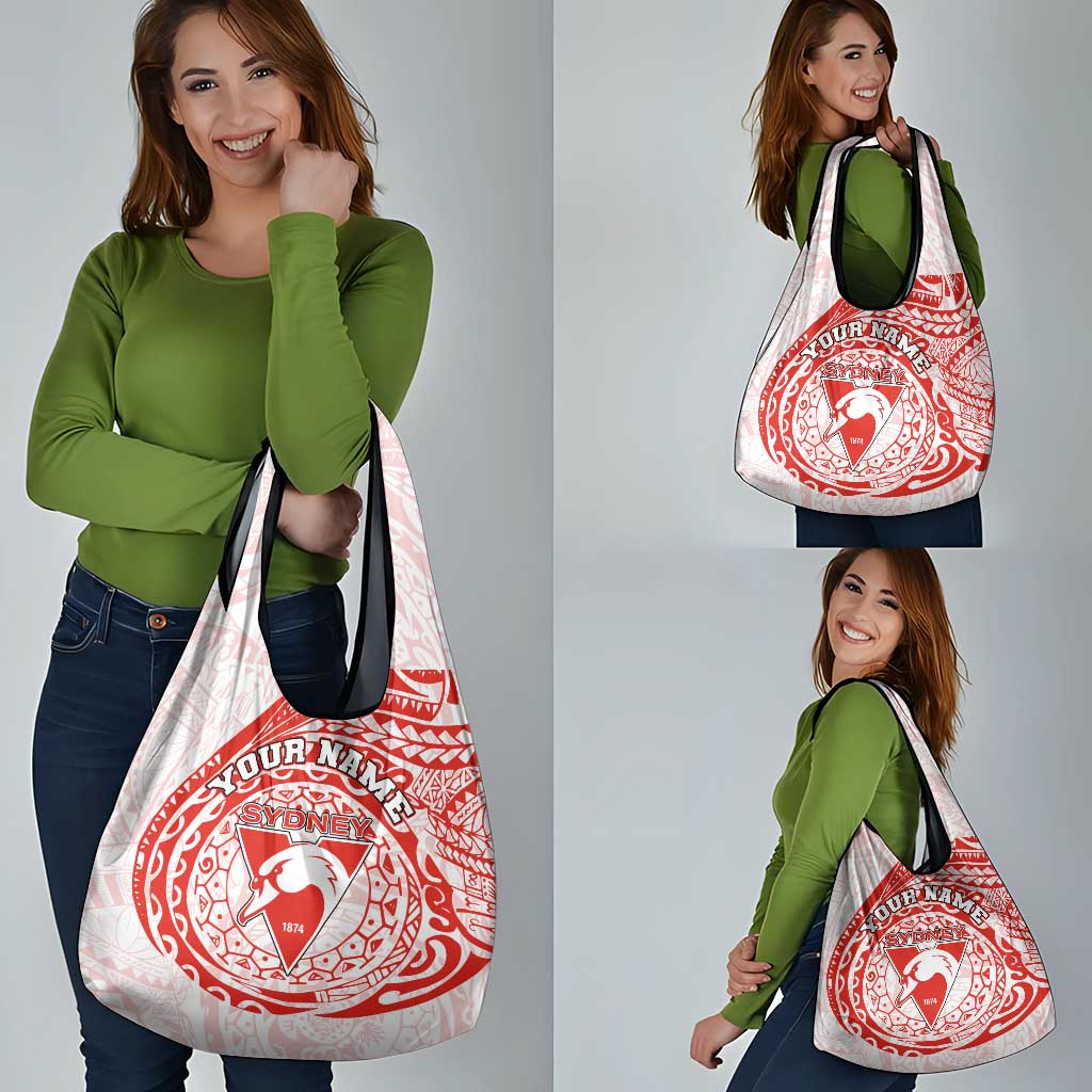 Personalized Sydney Swans Polynesian Grocery Bag Tribal Chest and Sleeve Tattoo Heritage Warrior