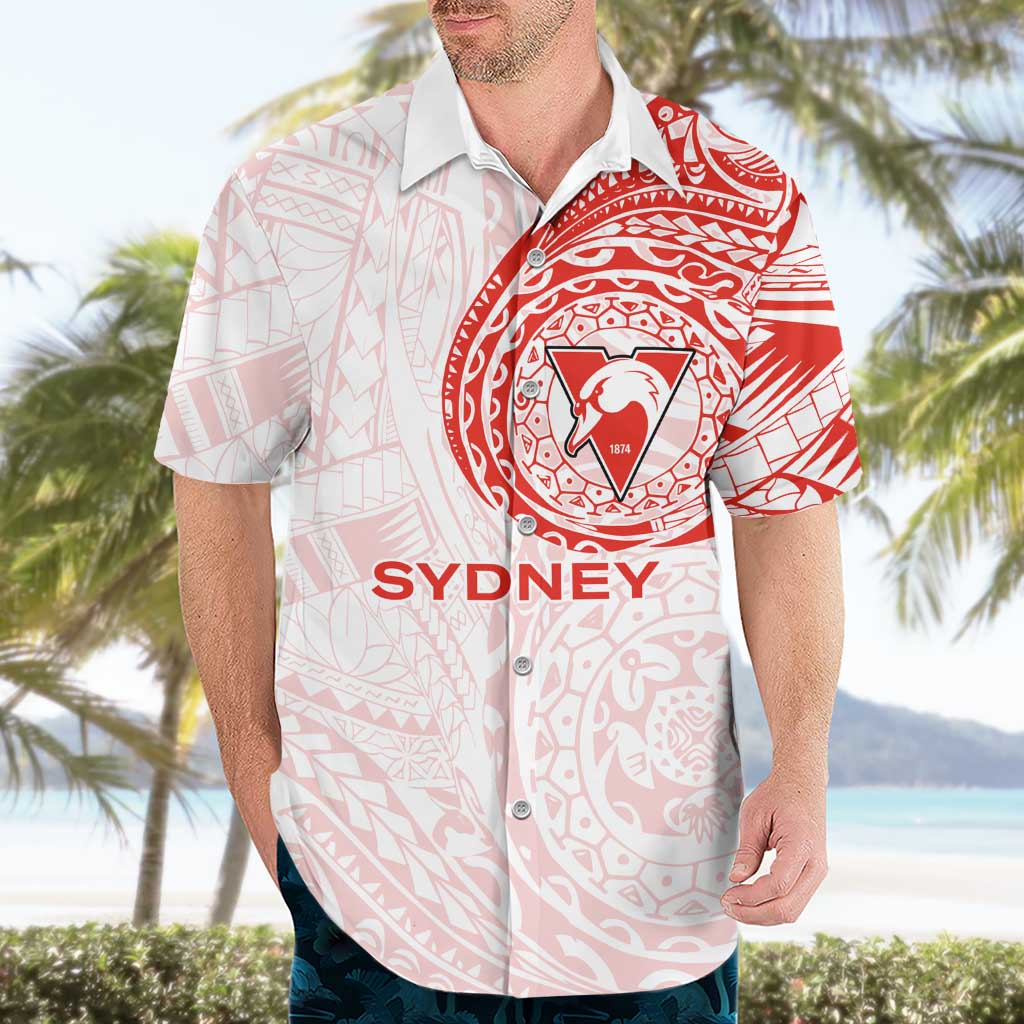 Personalized Sydney Swans Polynesian Hawaiian Shirt Tribal Chest and Sleeve Tattoo Heritage Warrior