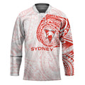Personalized Sydney Swans Polynesian Hockey Jersey Tribal Chest and Sleeve Tattoo Heritage Warrior