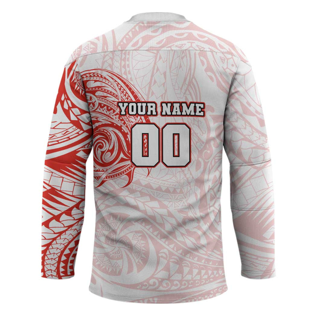Personalized Sydney Swans Polynesian Hockey Jersey Tribal Chest and Sleeve Tattoo Heritage Warrior
