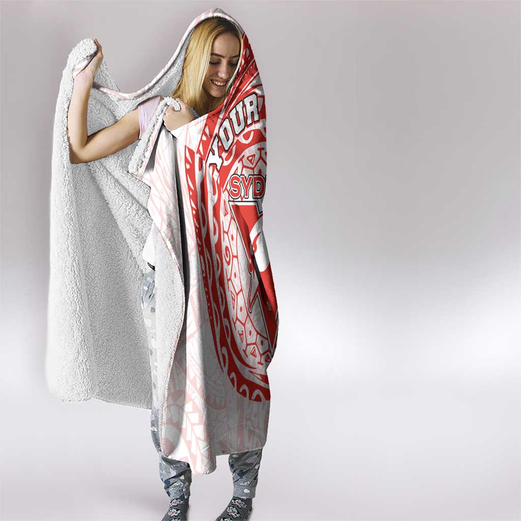 Personalized Sydney Swans Polynesian Hooded Blanket Tribal Chest and Sleeve Tattoo Heritage Warrior