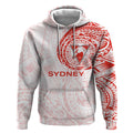 Personalized Sydney Swans Polynesian Hoodie Tribal Chest and Sleeve Tattoo Heritage Warrior