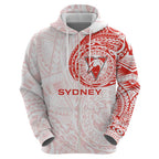 Personalized Sydney Swans Polynesian Hoodie Tribal Chest and Sleeve Tattoo Heritage Warrior