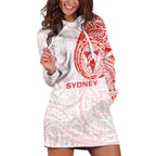 Personalized Sydney Swans Polynesian Hoodie Dress Tribal Chest and Sleeve Tattoo Heritage Warrior