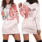 Personalized Sydney Swans Polynesian Hoodie Dress Tribal Chest and Sleeve Tattoo Heritage Warrior