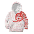 Personalized Sydney Swans Polynesian Kid Hoodie Tribal Chest and Sleeve Tattoo Heritage Warrior