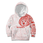 Personalized Sydney Swans Polynesian Kid Hoodie Tribal Chest and Sleeve Tattoo Heritage Warrior