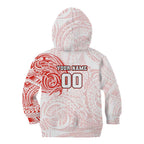 Personalized Sydney Swans Polynesian Kid Hoodie Tribal Chest and Sleeve Tattoo Heritage Warrior
