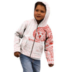 Personalized Sydney Swans Polynesian Kid Hoodie Tribal Chest and Sleeve Tattoo Heritage Warrior