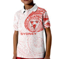 Personalized Sydney Swans Polynesian Kid Polo Shirt Tribal Chest and Sleeve Tattoo Heritage Warrior