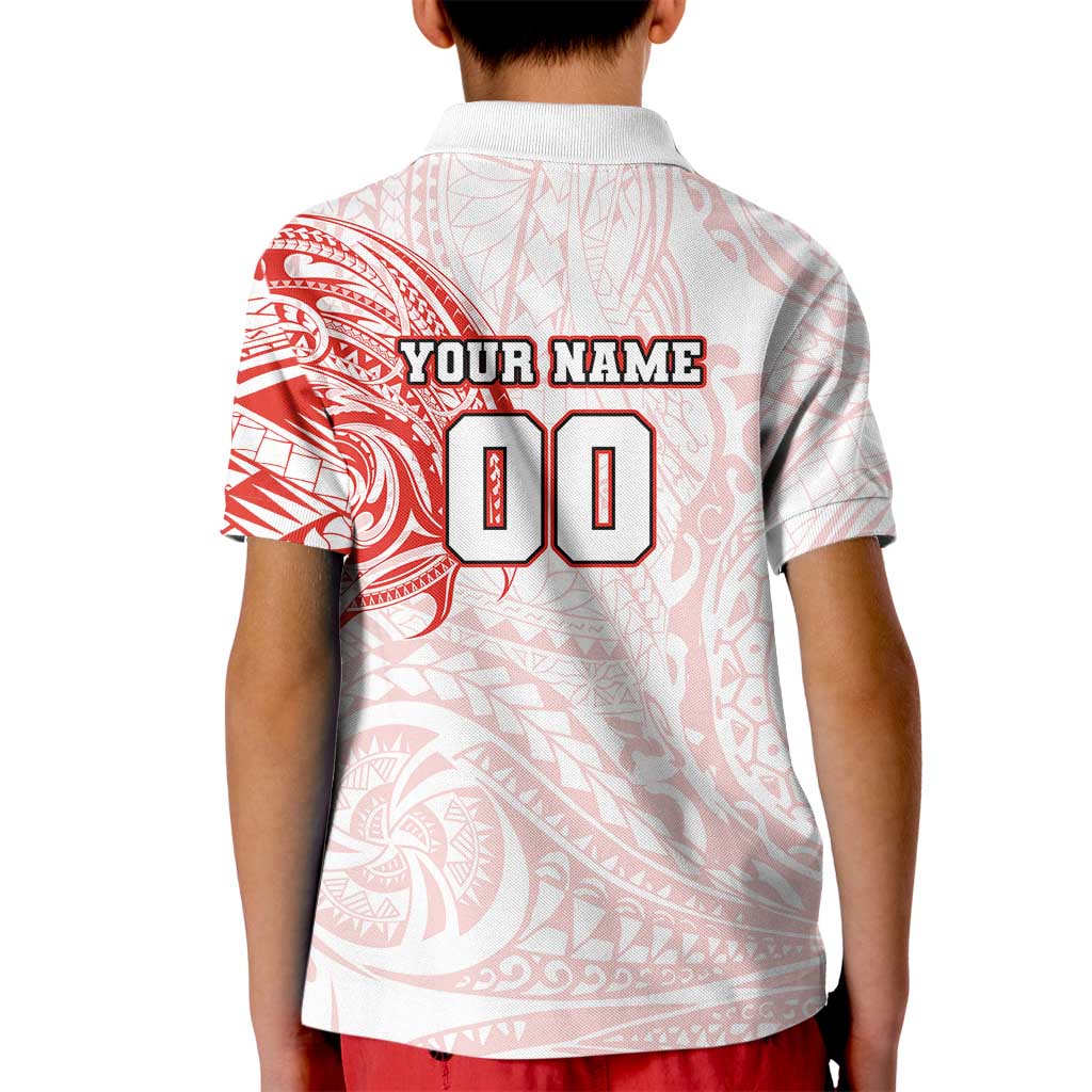 Personalized Sydney Swans Polynesian Kid Polo Shirt Tribal Chest and Sleeve Tattoo Heritage Warrior