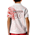 Personalized Sydney Swans Polynesian Kid Polo Shirt Tribal Chest and Sleeve Tattoo Heritage Warrior