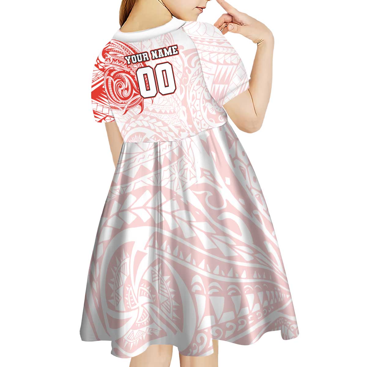 Personalized Sydney Swans Polynesian Kid Short Sleeve Dress Tribal Chest and Sleeve Tattoo Heritage Warrior