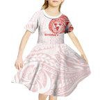 Personalized Sydney Swans Polynesian Kid Short Sleeve Dress Tribal Chest and Sleeve Tattoo Heritage Warrior