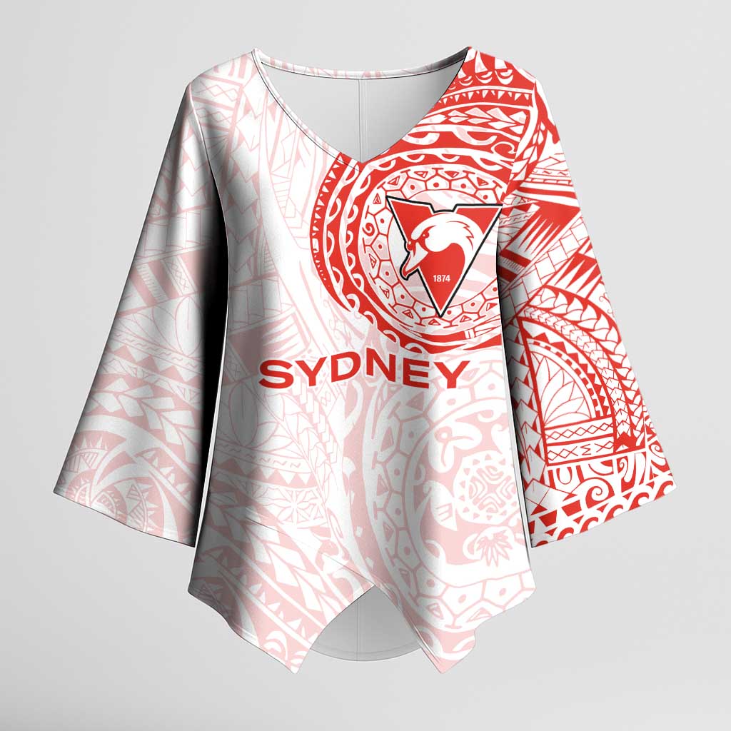 Personalized Sydney Swans Polynesian Kimono Sleeve Blouse Tribal Chest and Sleeve Tattoo Heritage Warrior